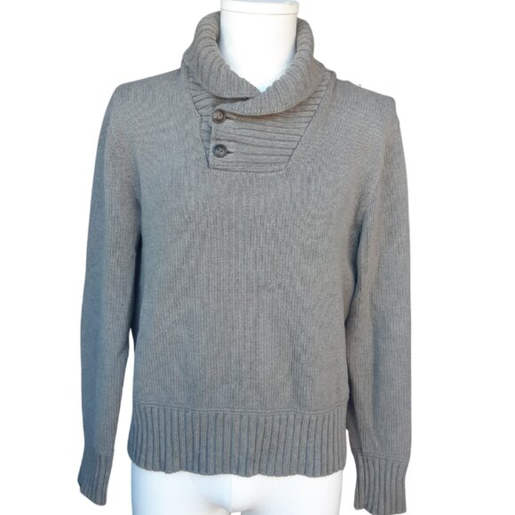 Polo Ralph Lauren SZ M Gray 100% Cotton 2 Button Shawl Collar Men's Sweater - Picture 1 of 14